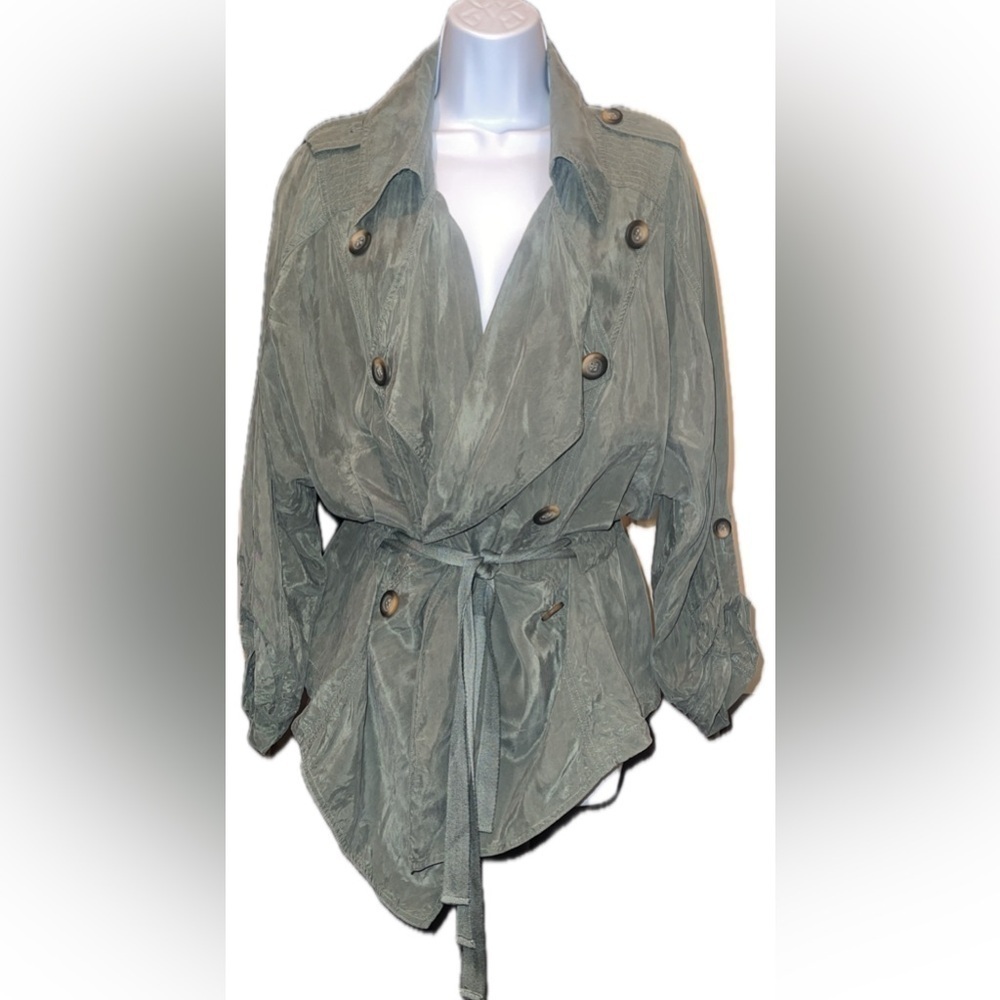 Free People Army Green Utility Jacket Cupro Fabric NWOT Small